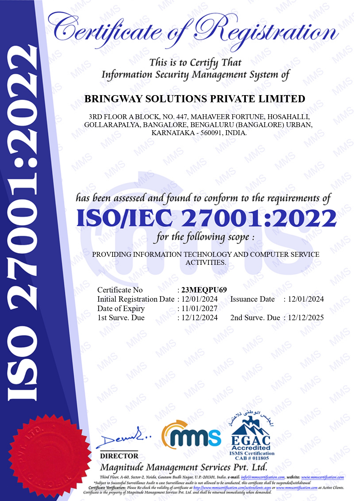 ISO 27001 Certificate