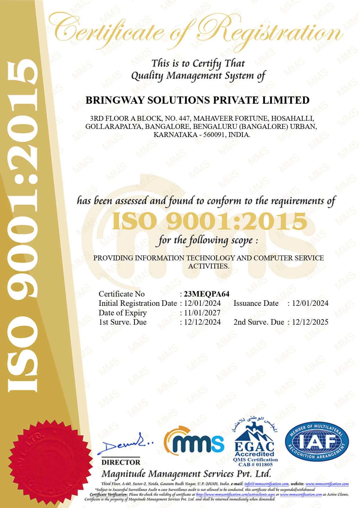 ISO 9001 Certificate